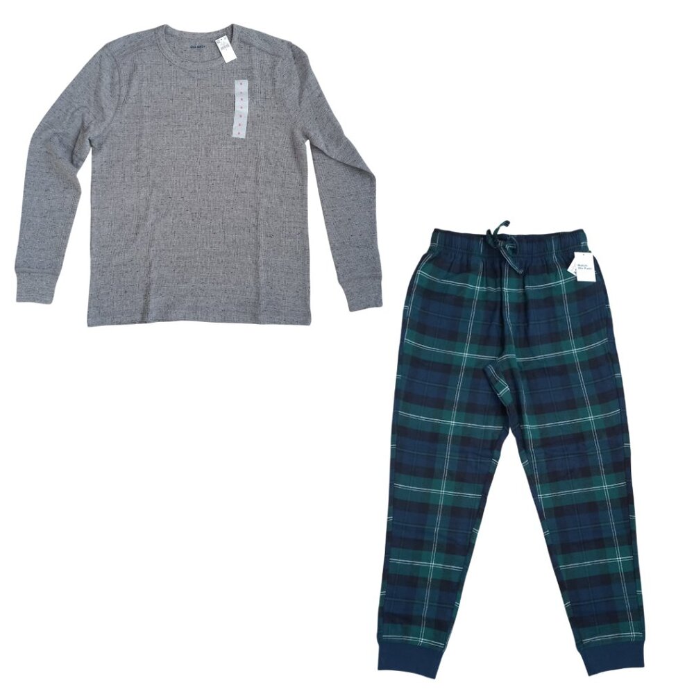 Old Navy Gray Thermal Top & Plaid Jogger Pajama Set – Men’s Size S (NWT)